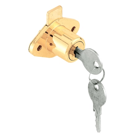 Prime-Line Prime-Line Bright Brass Gold Steel Cabinet/Drawer Lock U 9947